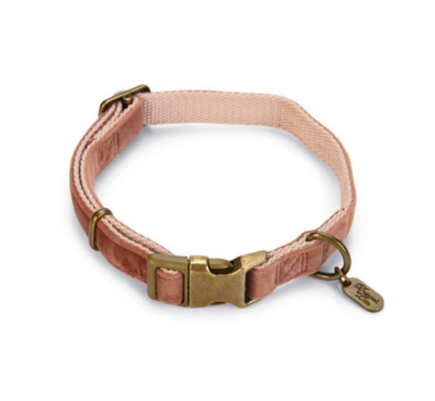 Designed by Lotte Velura Hondenhalsband Fluweel Roze 35-50cm x20mm
