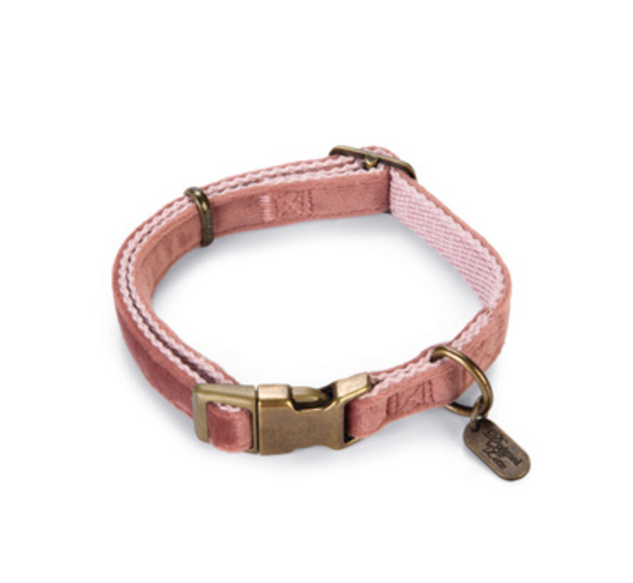 Designed by Lotte Velura Hondenhalsband Fluweel Roze 26-40cm x15mm
