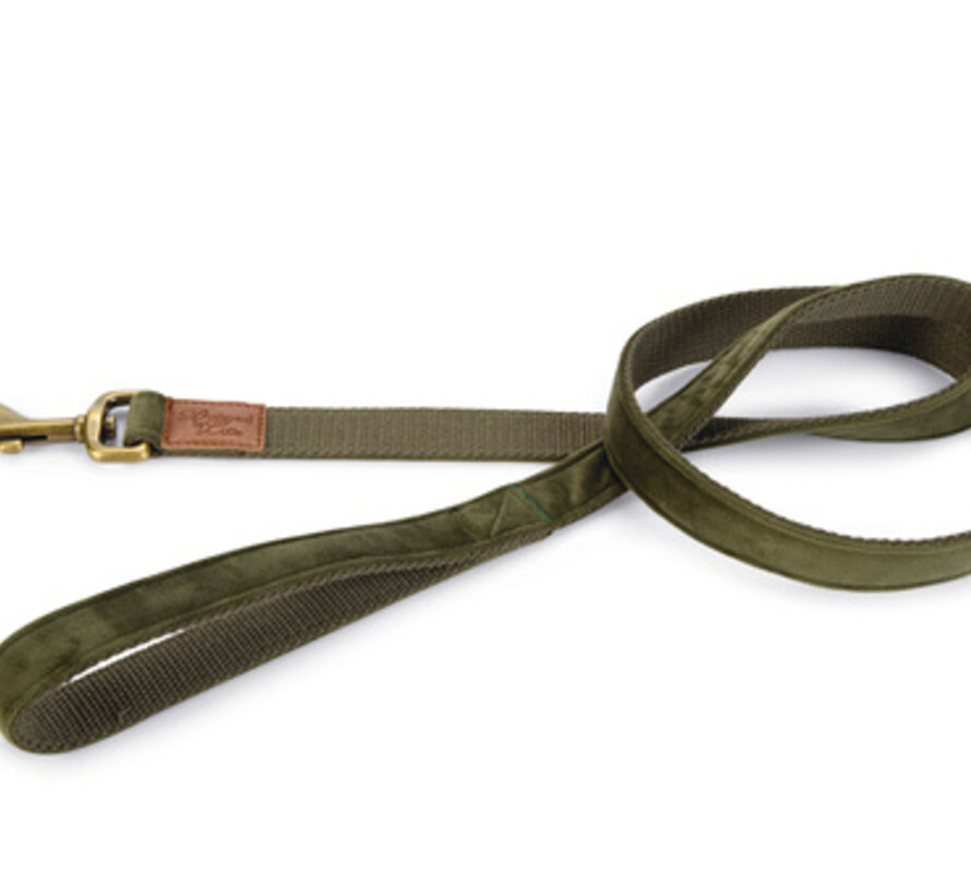 Designed by Lotte Velura Hondenriem Fluweel Groen 120cmx25mm