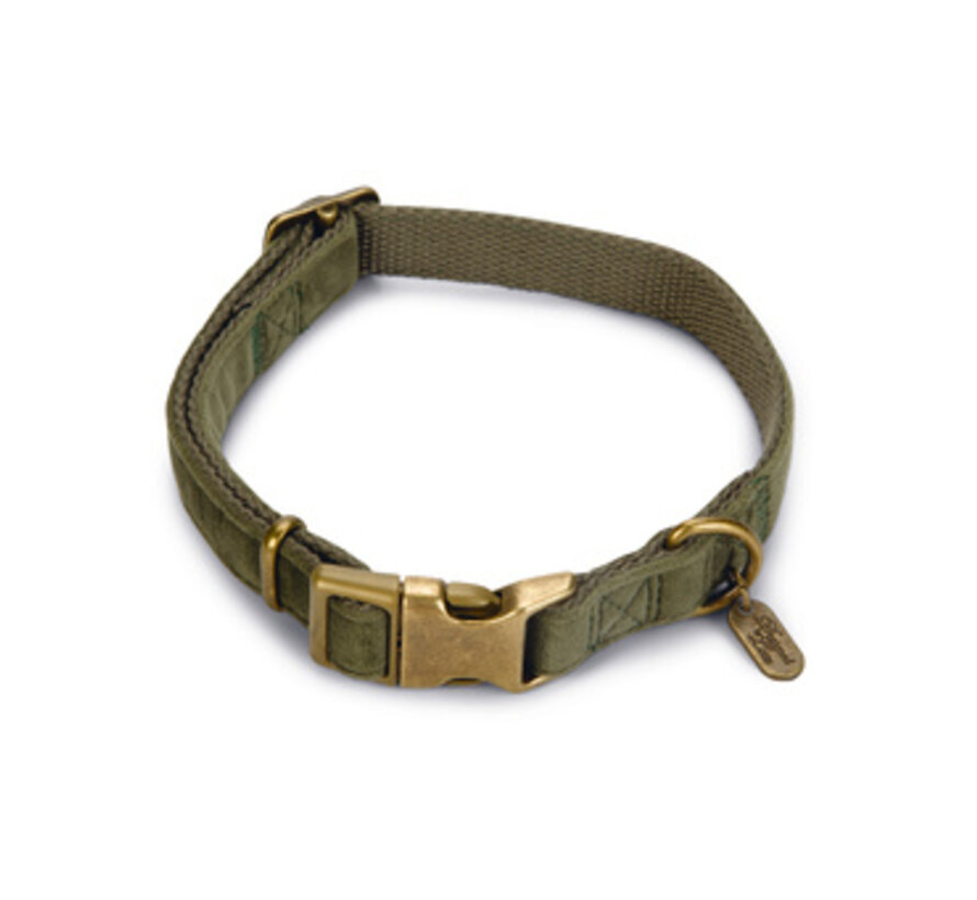 Designed by Lotte Velura Hondenhalsband Fluweel Groen 35-50cm x20mm