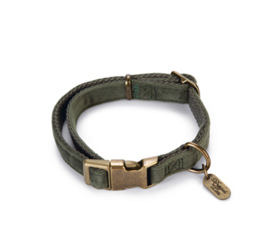 Designed by Lotte Velura Hondenhalsband Fluweel Groen 26-40cm x15mm