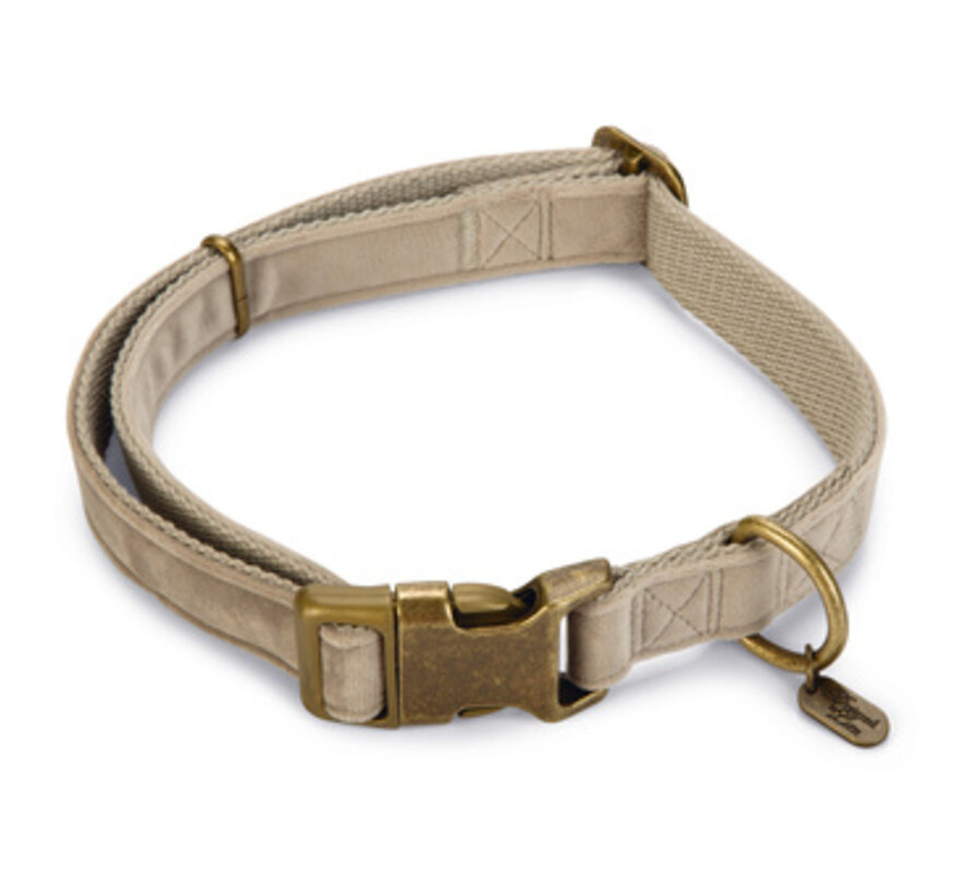 Designed by Lotte Velura Hondenhalsband Fluweel Grijs 48-70cm x25mm