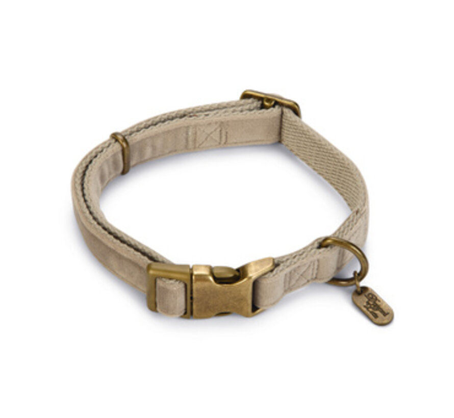 Designed by Lotte Velura Hondenhalsband Fluweel Grijs 35-50cm x20mm
