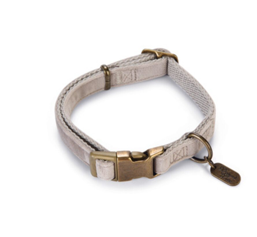 Designed by Lotte Velura Hondenhalsband Fluweel Grijs 26-40cm x15mm