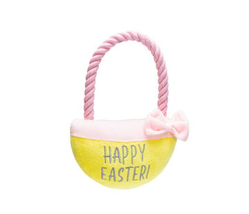 Beeztees Beeztees Paasmandje Pluche Geel/Roze 22x17x5cm