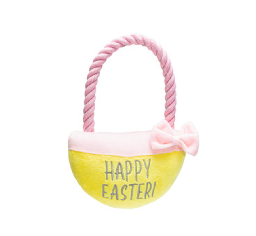Beeztees Paasmandje Pluche Geel/Roze 22x17x5cm