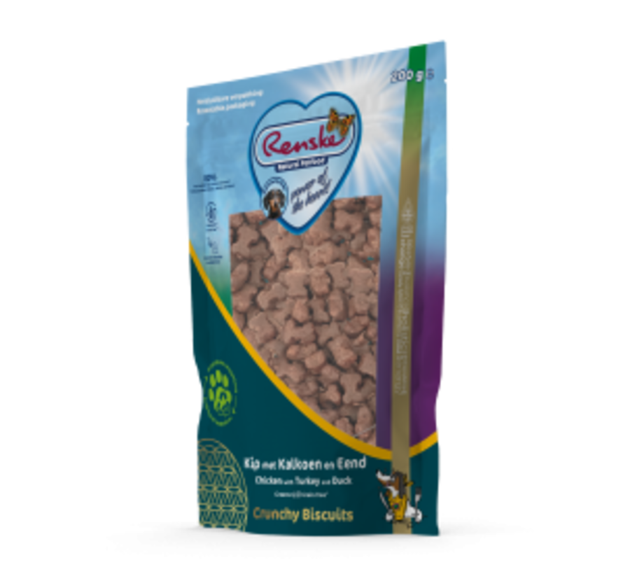 Renske Gezonde Beloning Hond Crunchy Eend&Kip 200gr