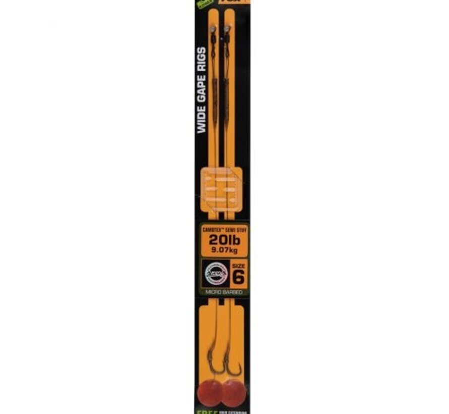 Fox Edges Wide Gape Camotex Semi Stiff Rig Size 6