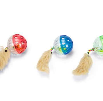 Beeztees Beeztees Rinkelballetjes met Veer Kattenspeelgoed Assorti