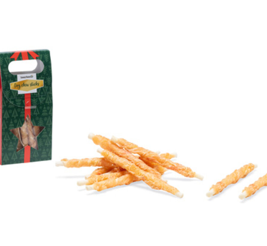 Beeztees Kerstkado Kauwstaven Kip Hondensnack 8 stuks