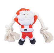 Beeztees Beeztees Knuffel Kerstman met Touw Pluche Rood/Wit