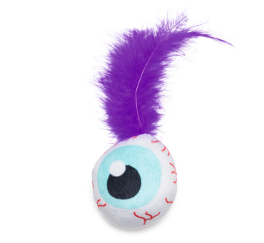 Beeztees Halloween Oog met Veer Kattenspeelgoed Pluche