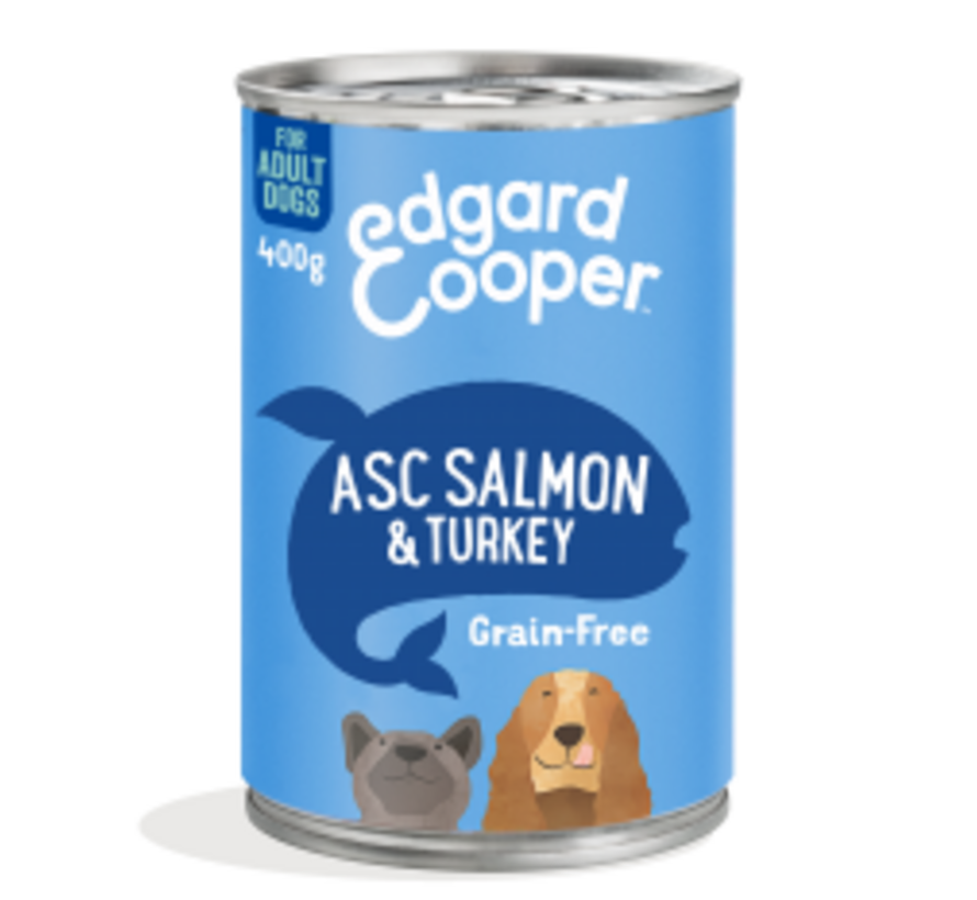 Edgard&Cooper Hond Adult Blik Zalm&Kalkoen 400gr