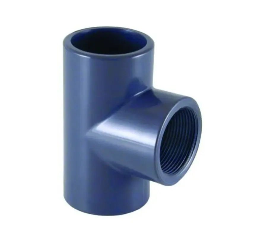 PVC T-stuk 90° 2 x Ø20mm x ½" Binnendraad PN10