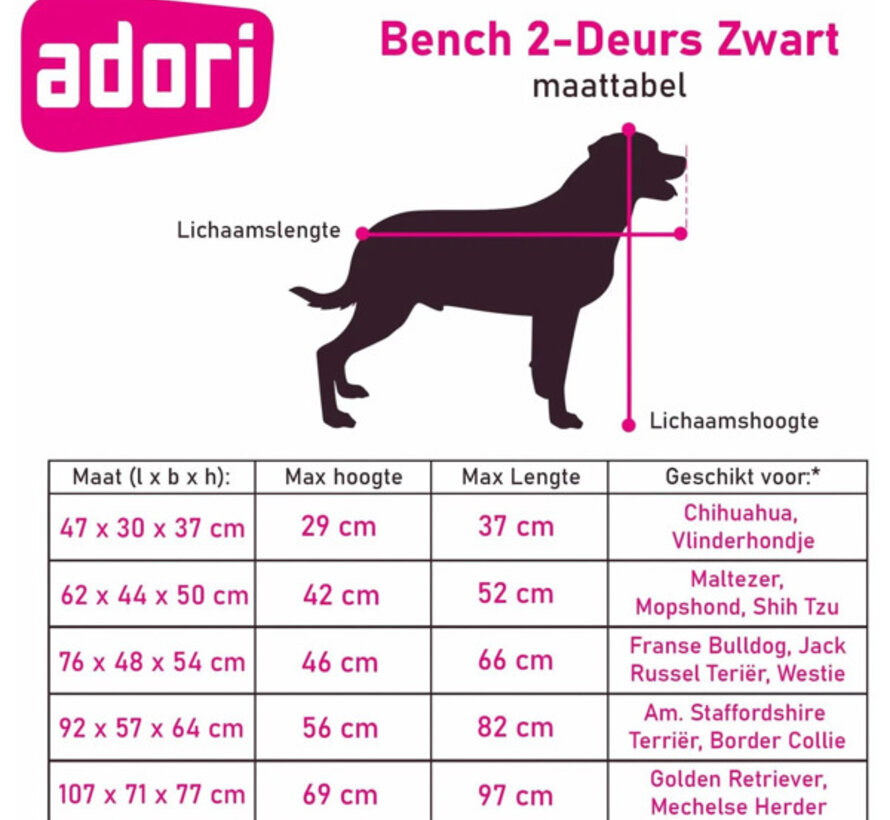Adori Bench 2-deurs Zwart 62x44x50 cm