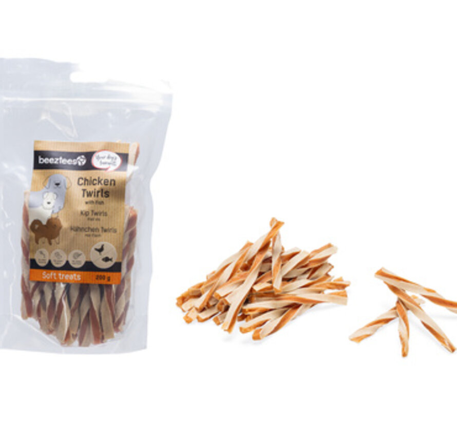 Beeztees Tasty Treats Kip Twirls met Vis - Hondensnack - 200 gram