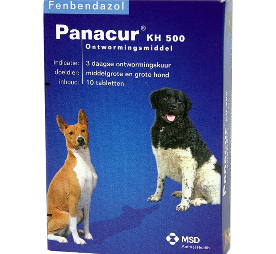 Panacur ontwormingstabl kh 500mg hond/kat 10tabl