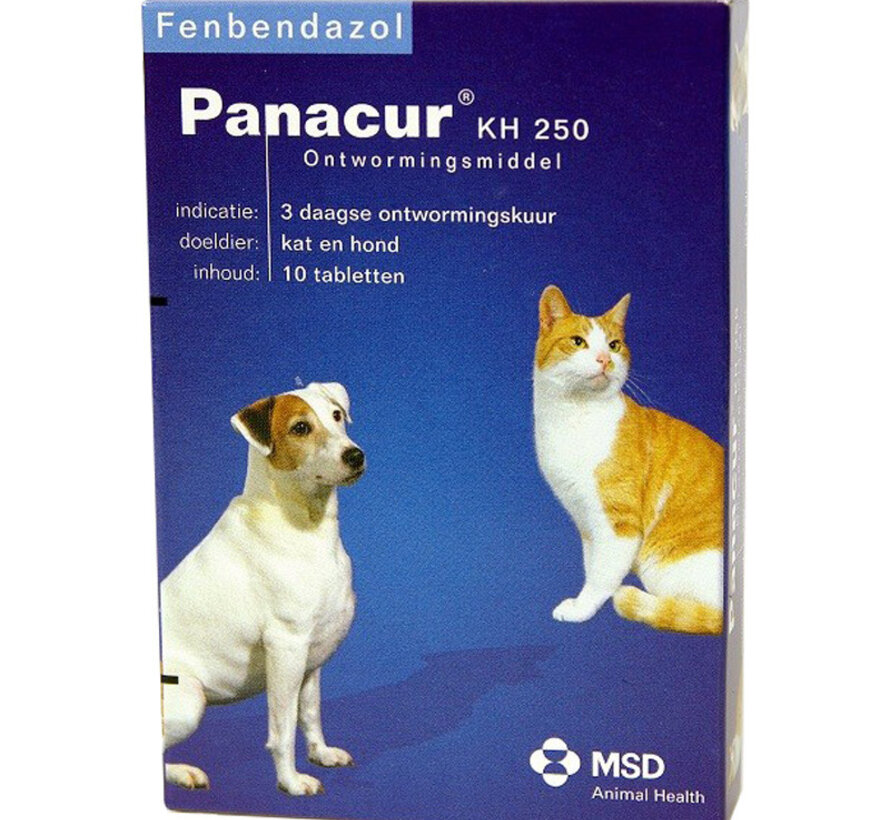 Panacur ontwormingstabl kh 250mg hond/kat 10tabl