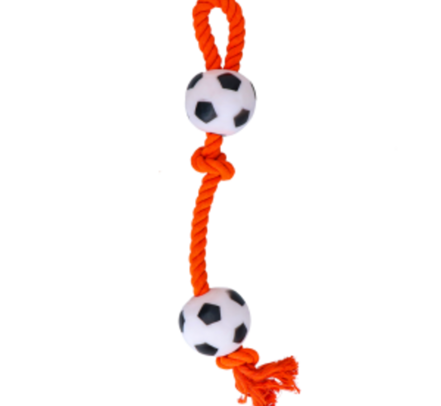 Oranje flosstouw met ballen 1st