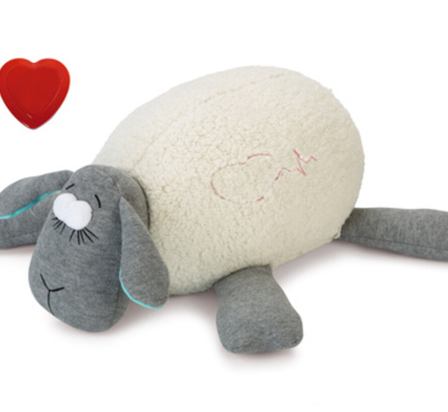 Beeztees Puppy Heartbeat - Hondenknuffel - Wit/Grijs - 35x20x14 cm