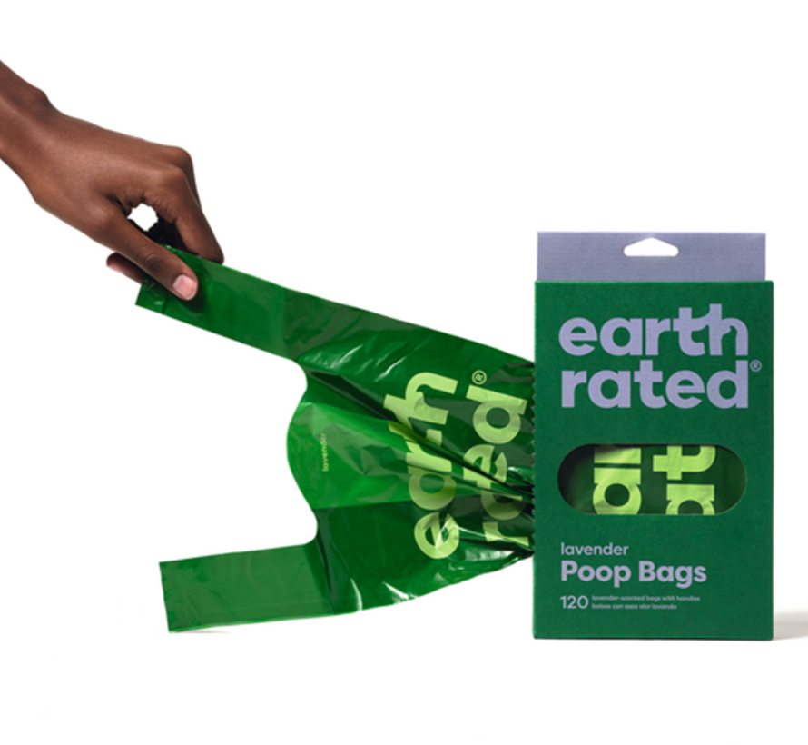 Earth rated met Handvat - Hondenpoepzakjes - Gerecycled plastic - Lavendel - 120 stuks