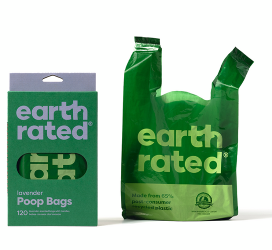 Earth rated met Handvat - Hondenpoepzakjes - Gerecycled plastic - Lavendel - 120 stuks