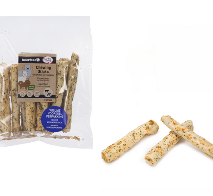 Beeztees Culinair Kauwstaafjes - Hondensnack - Kip en Groente - Voordeel - 10 stuks