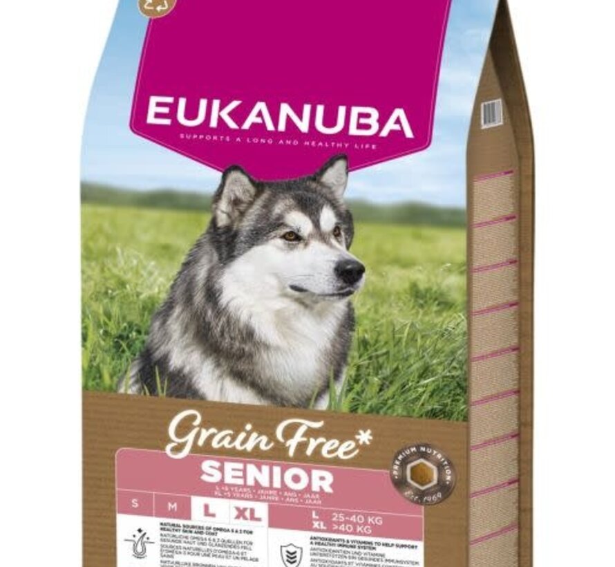 Eukanuba Grain Free Senior Large Breed - Hondenbrokken - Zeevis 12 kg