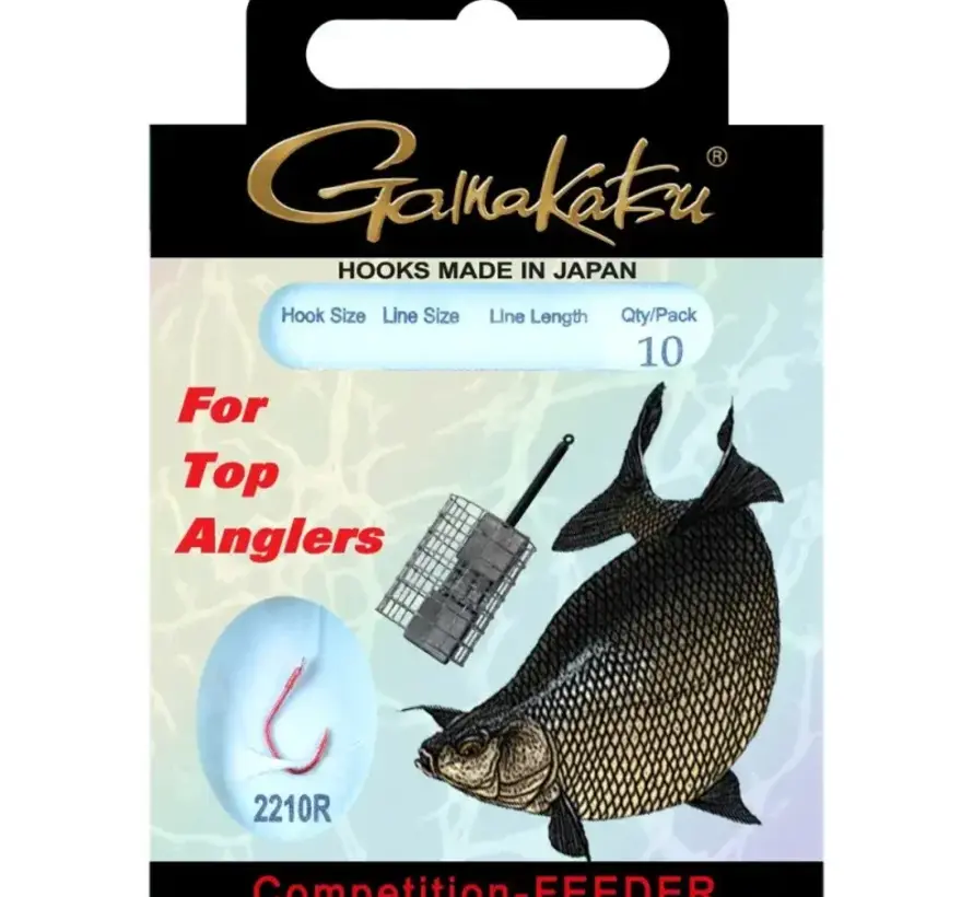 GAMAKATSU Haak BKS-2210R Bream Fedder Gr.16 75cm 0,12mm Rood 10st.