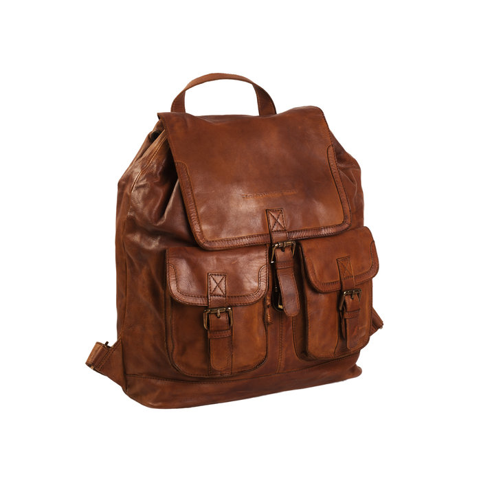 brown leather school bag
