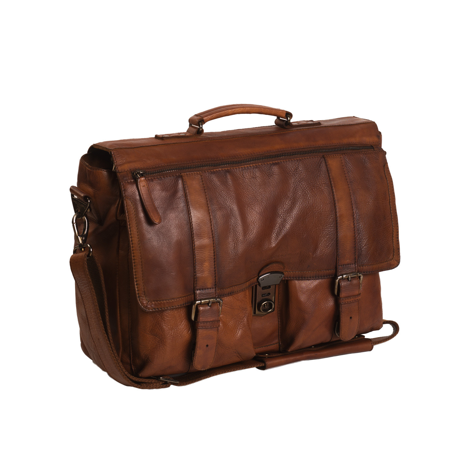 cognac briefcase