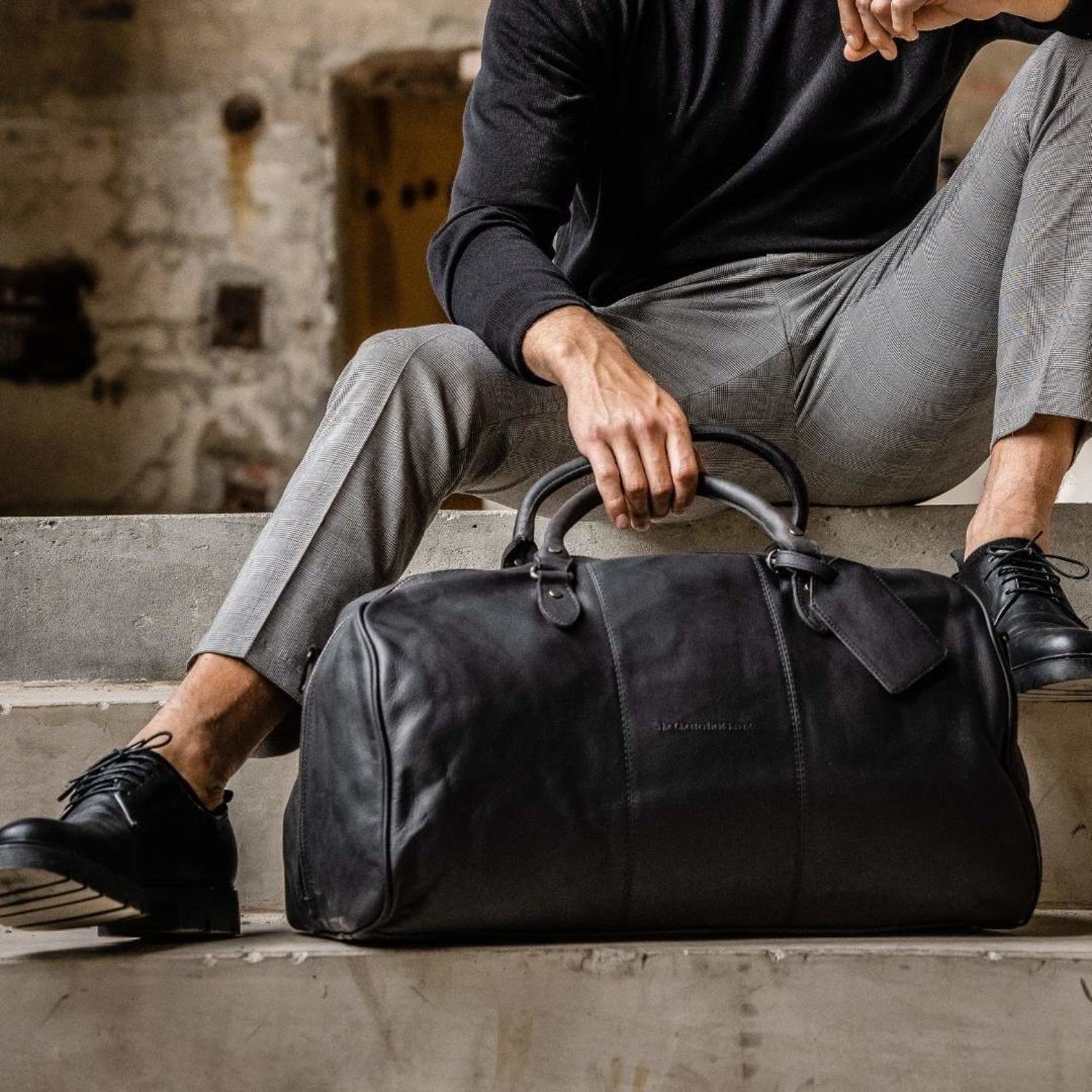 Sac de voyage cuir homme, noir format sacoche • Sac de Voyage