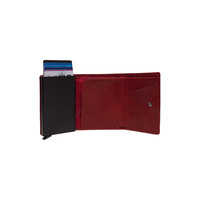 Fame Paris Premium Red Leather Slender Wallet Red Black Wallet
