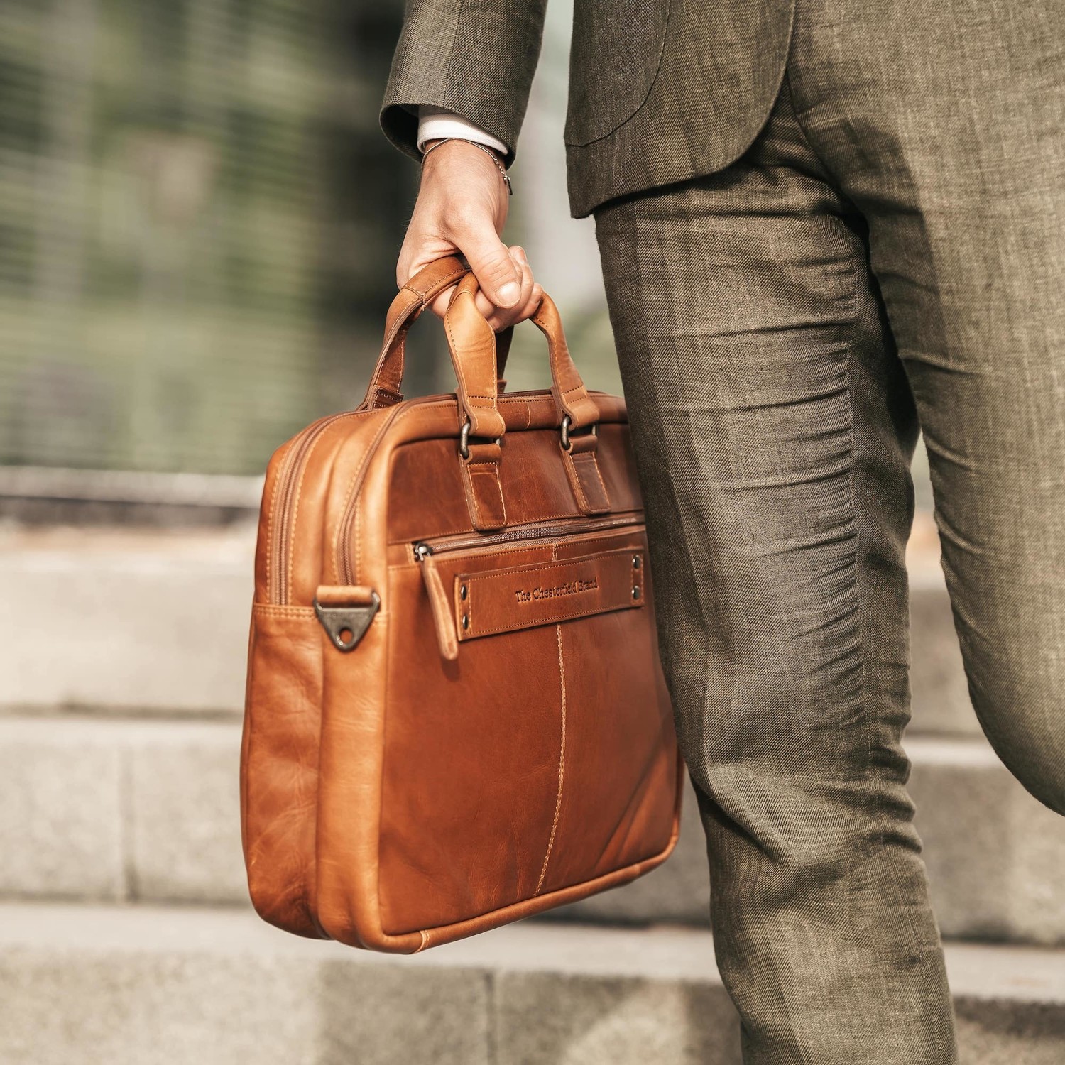Leather Laptop Bag Cognac Seth - The Chesterfield Brand