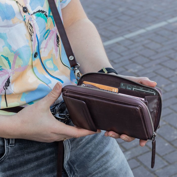 Phone Pouch - Black Leather Handbag