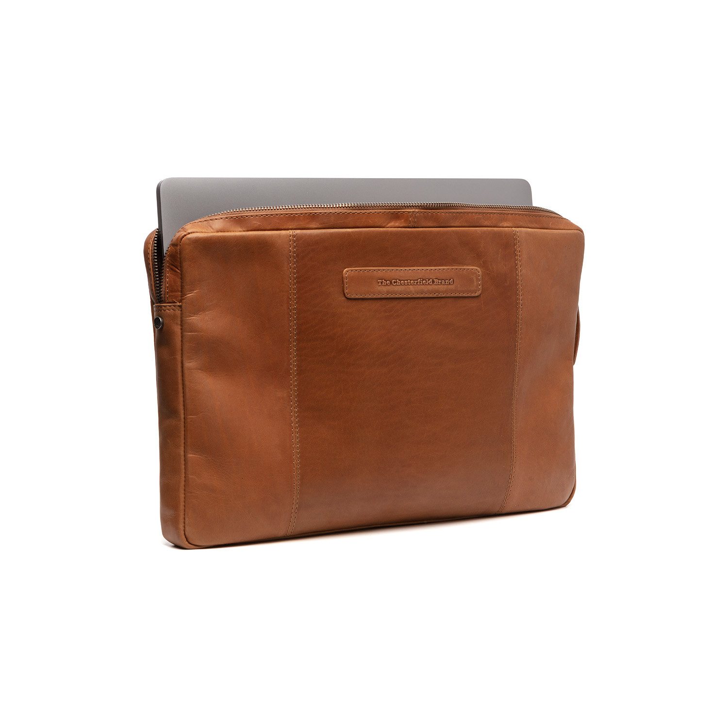 terugtrekken Verhoogd gekruld Leather Laptop Sleeve Cognac Memphis 15 Inch - The Chesterfield Brand