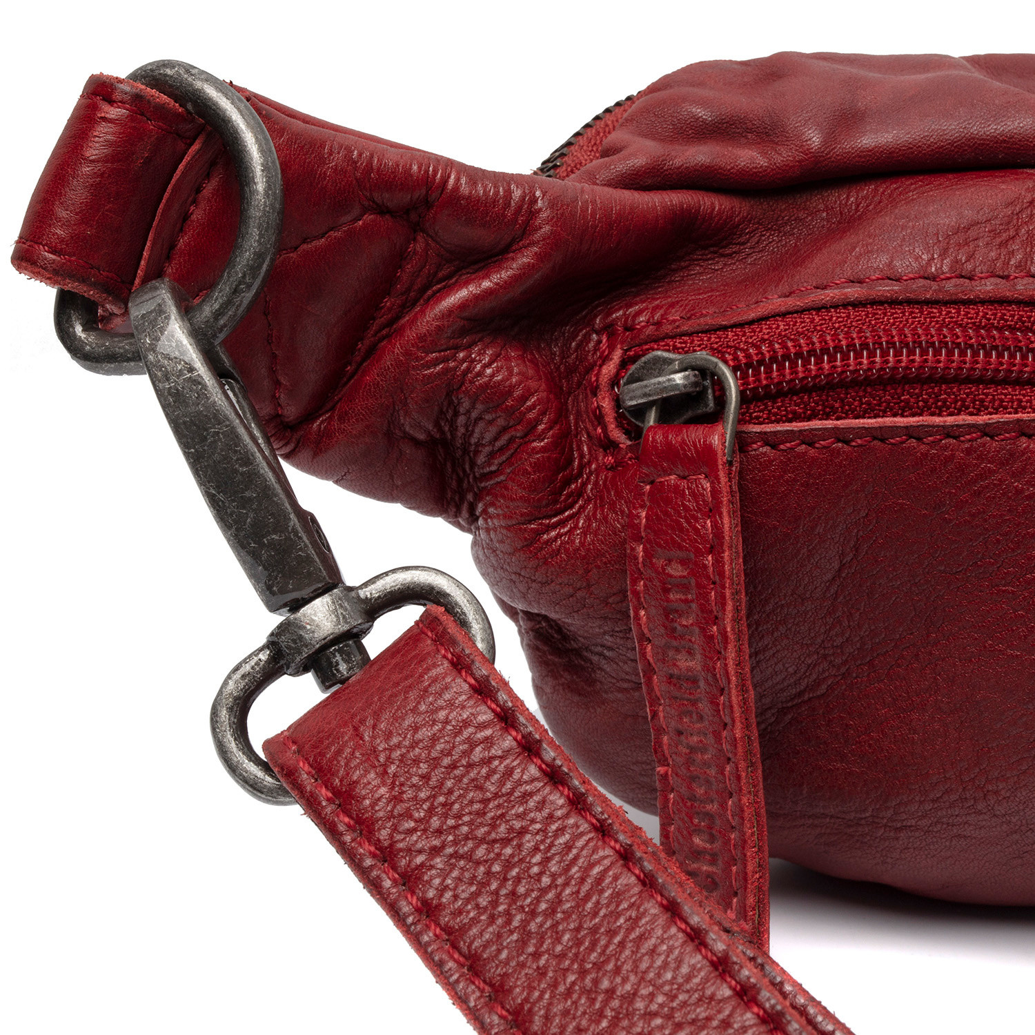 HERMES Red Burgundy Leather Whipstick Flap Fanny Pack Waist Belt Travel Bag  - Chelsea Vintage Couture