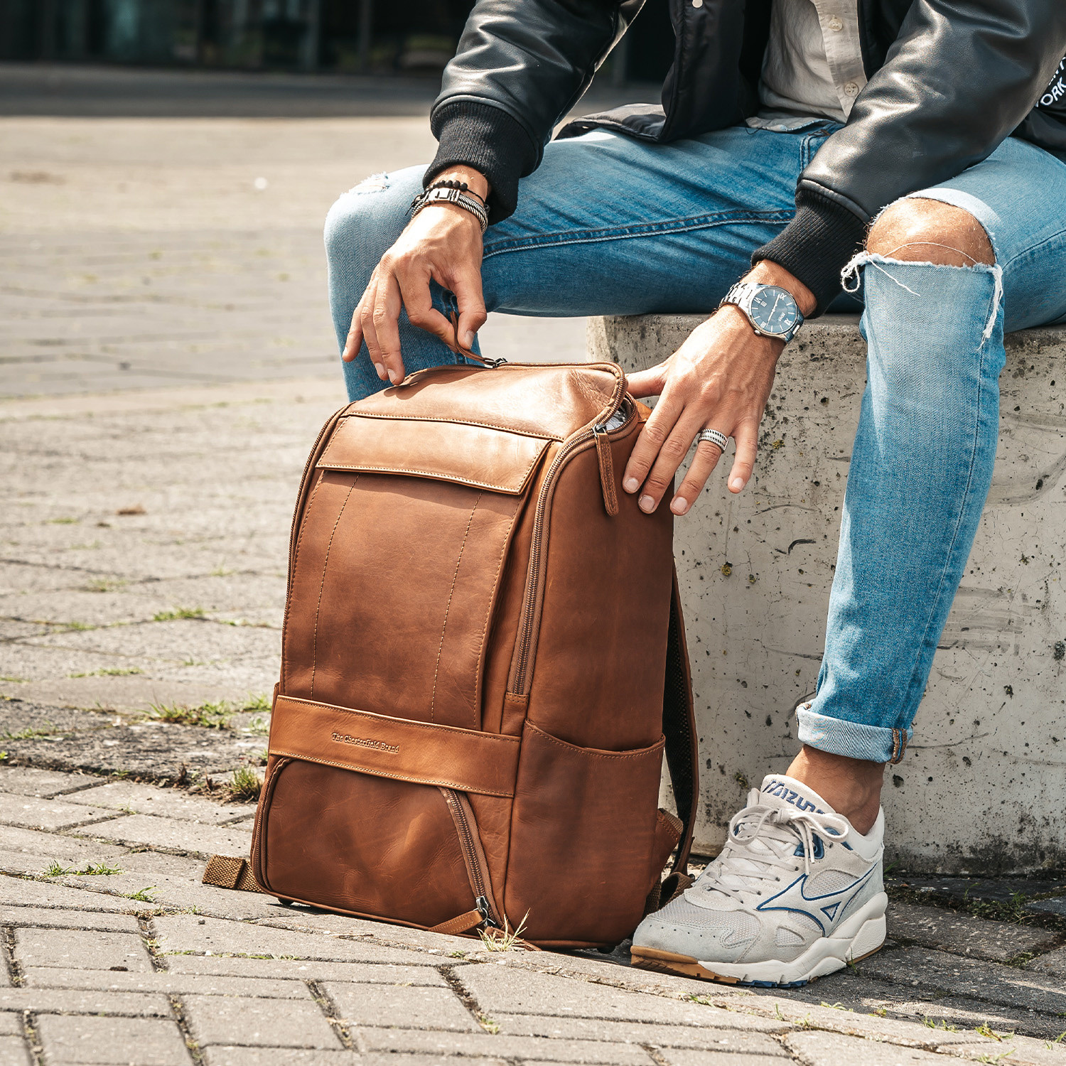 Leather Backpack Cognac Rich