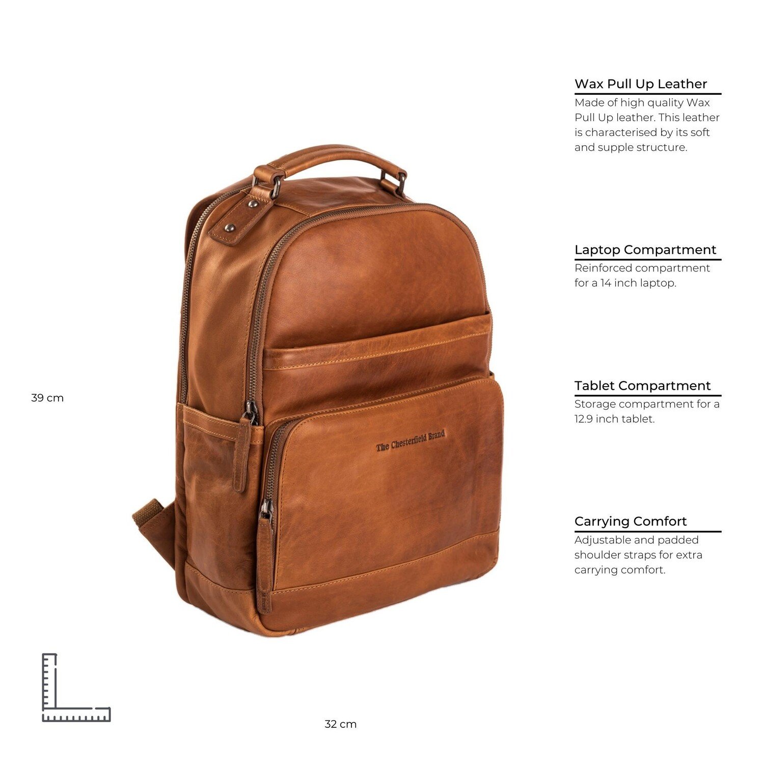 Leather Backpack - Austin Cognac The Chesterfield Brand