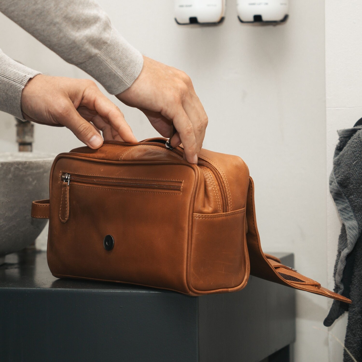 Trousse de Toilette en Cuir Marron Cyprus - The Chesterfield Brand