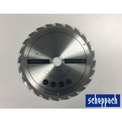 Scheppach Cirkelzaagblad 24T 250x30 mm - Geschikt voor HS100S