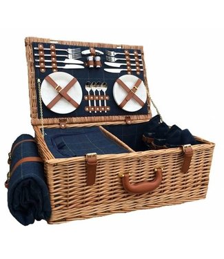 Picknickmand Blue Lagoon  4  personen - Cadeau voor Mannen/Vrouwen - Ideaal Vaderdag/Moederdag  Geschenk -