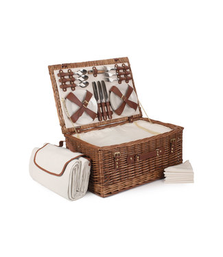 Picknickmand  6 personen 'Pure Chocolate' - Duurzaam Riet - 51 x 36 x 26 cm