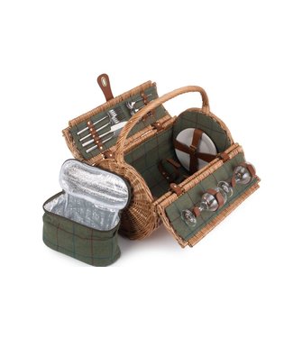 Picknickmand 2 personen - Groen en Rond -  46 x 34 x 24 cm