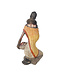 Afrikaanse beeldje vrouw met maisschaal - Stijlvol Afrikaanse Beelden  -Brons/Zwart -24 cm