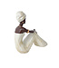 Afrikaanse beeld vrouw Nala  Zittend Wit Stijlvol - Ideaal voor Tafeldecoratie Woonkamer - Klein Beeldje -  Afrikaanse beelden -17,5cm