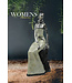 Womens Favorites Afrikaanse vrouw beeld Safran Zilver Zittend - Luxe Polyserin Metaal/Brons Afwerking - Liefde - Decoratie Beeldjes 40cm