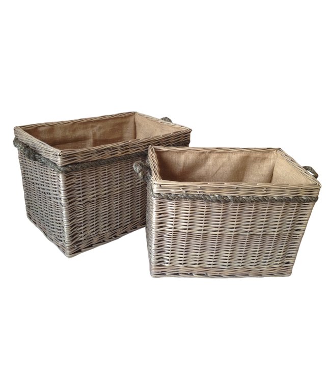 Mand voor Houtblokken - Rechthoekig - Rieten mand - Medium - 50x30x36cm