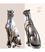 Luipaard beeld zilver - Leopard- decoratie beelden zilver- dieren beelden - Polyserin -  Zilver en Bruin - 28 x 12 cm