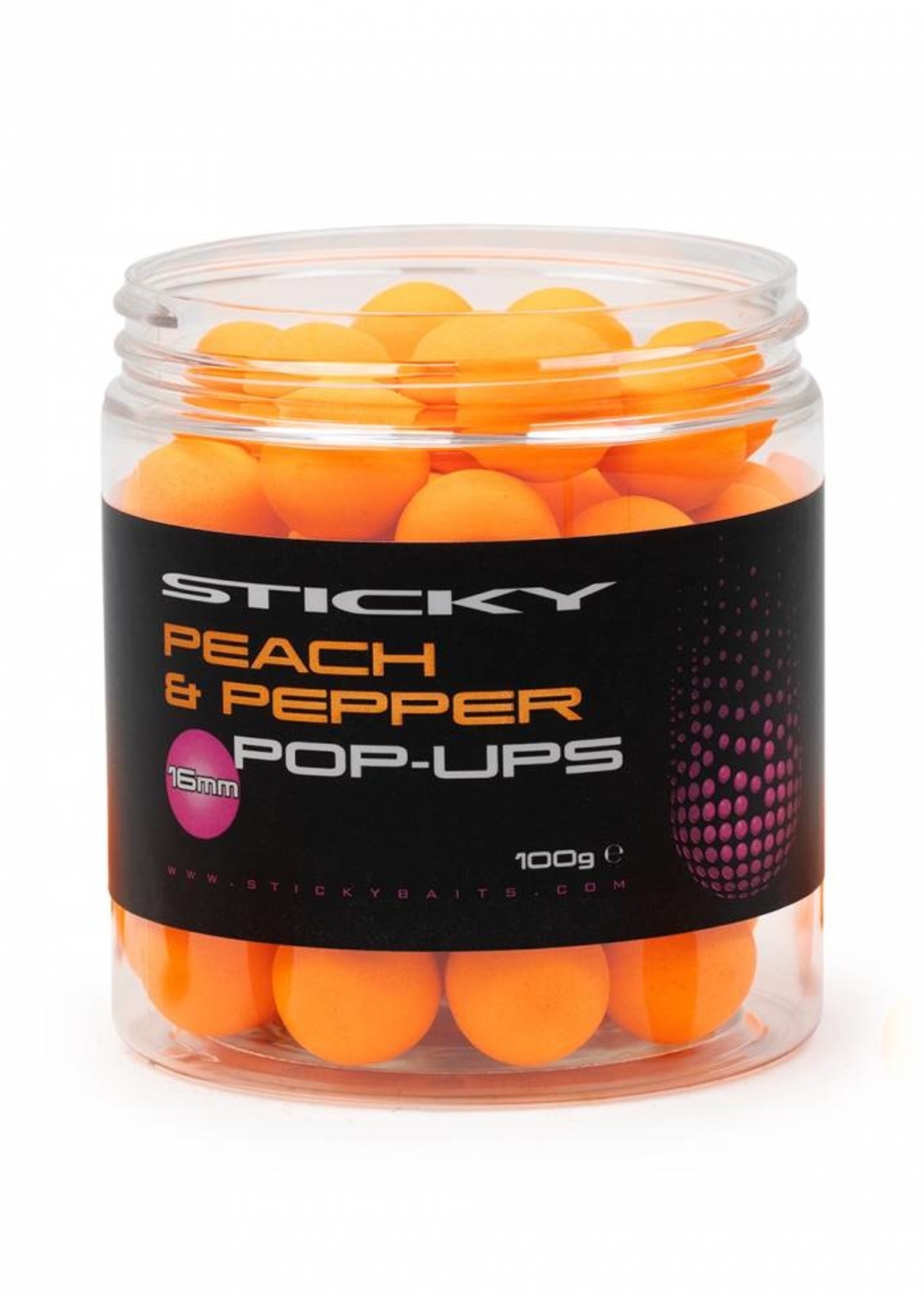 Sticky Baits Peach & Pepper Pop-Ups 12mm 100g Pot